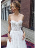 Beaded Ivory Lace Feather Fairytale Wedding Dress